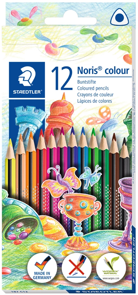 Een staedtler driehoekige kleurpotloden noris colour 36 stuks kartonnen etui koop je bij NiceSupplies.nl