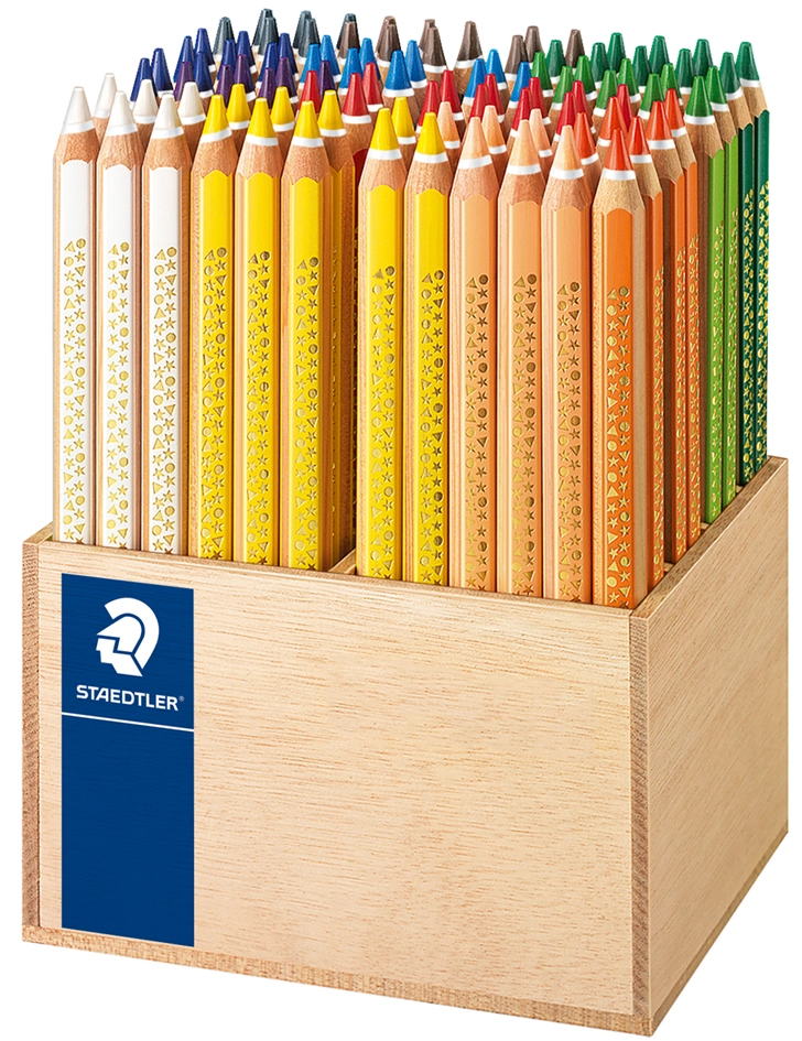 Een staedtler driehoekige kleurpotloden noris super jumbo 96 stuks display koop je bij NiceSupplies.nl