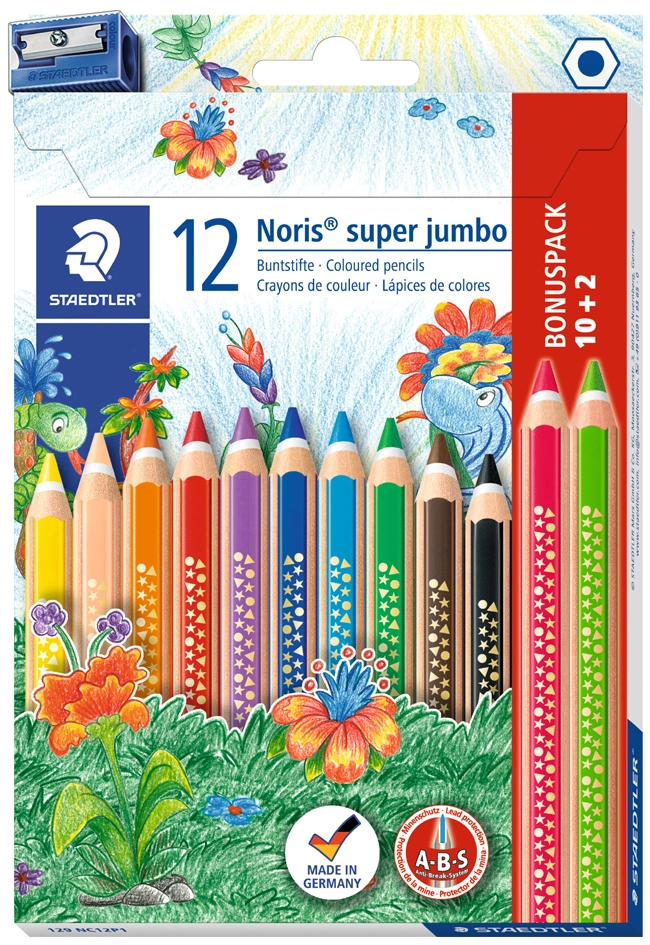 Een staedtler driehoekige kleurpotlood noris club super jumbo 10 en 2 koop je bij NiceSupplies.nl