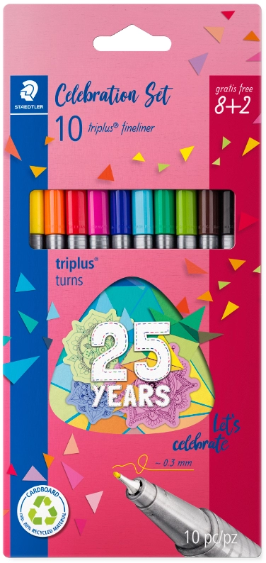 Een staedtler fineliner triplus 8 + 2 celebration-set koop je bij NiceSupplies.nl