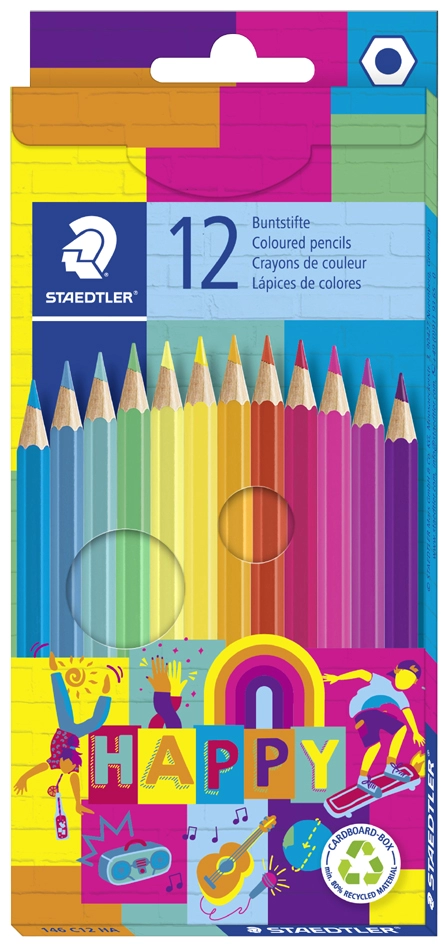 Een staedtler kleurpotlood happy 12 stuks kartonnen etui koop je bij NiceSupplies.nl