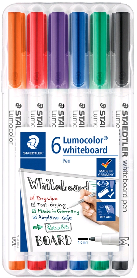 Een staedtler lumocolor whiteboard-marker 301 6 stuks etui koop je bij NiceSupplies.nl