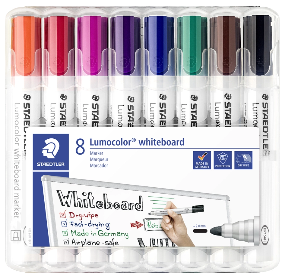 Een staedtler lumocolor whiteboard-marker 351 6 stuks etui koop je bij NiceSupplies.nl