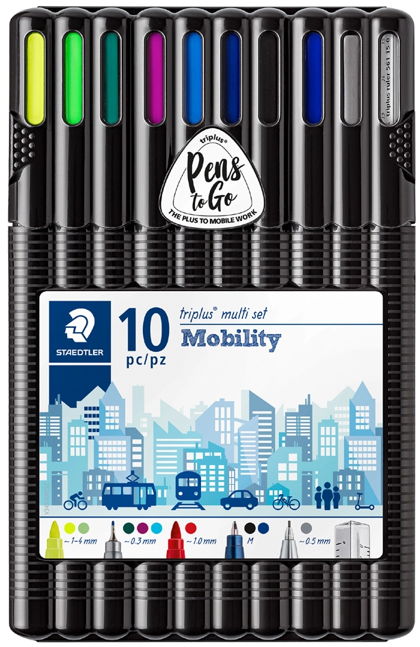 Een staedtler schrijfset triplus multi set mobility 10-delig koop je bij NiceSupplies.nl