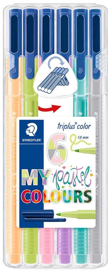 Een staedtler viltstift triplus color my pastel colours 6 stuks koop je bij NiceSupplies.nl