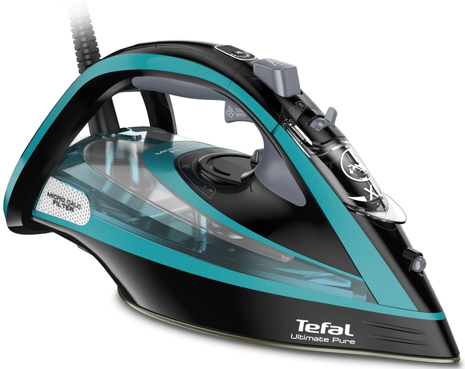 Een tefal dampfb?geleisen ultimate pure fv9844 zwart/turkois koop je bij NiceSupplies.nl