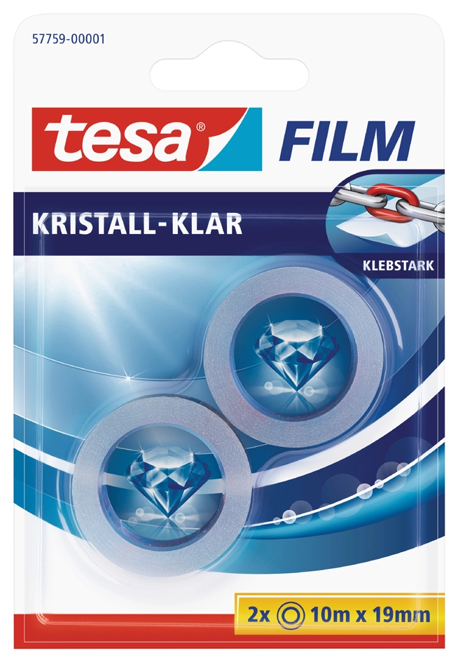 Een tesa film kristal-klar 2 rollen blister 19 mmx10 m koop je bij NiceSupplies.nl