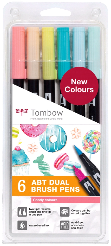 Een tombow dubbelviltstift dual brush pen abt 6 stuks set candy koop je bij NiceSupplies.nl