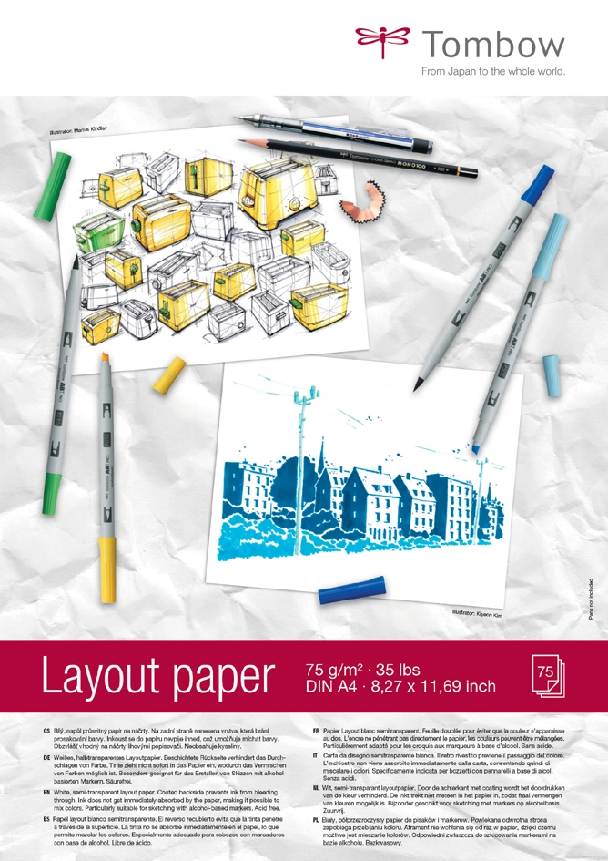 Een tombow layoutblok din a4 blanco 75gr wit koop je bij NiceSupplies.nl