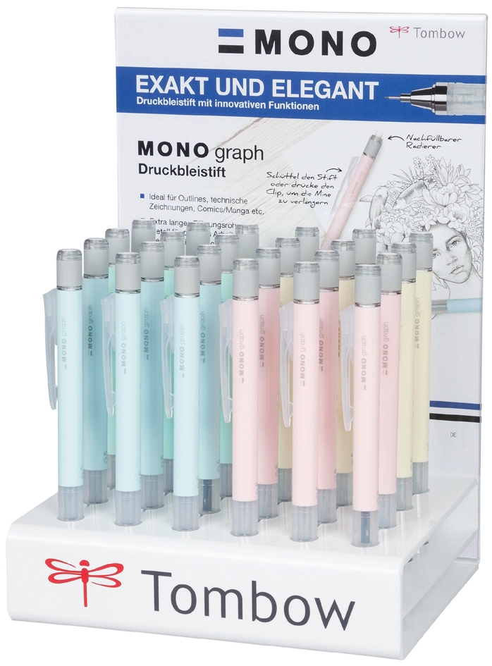 Een tombow vulpotlood mono graph pastel 24 stuks display koop je bij NiceSupplies.nl