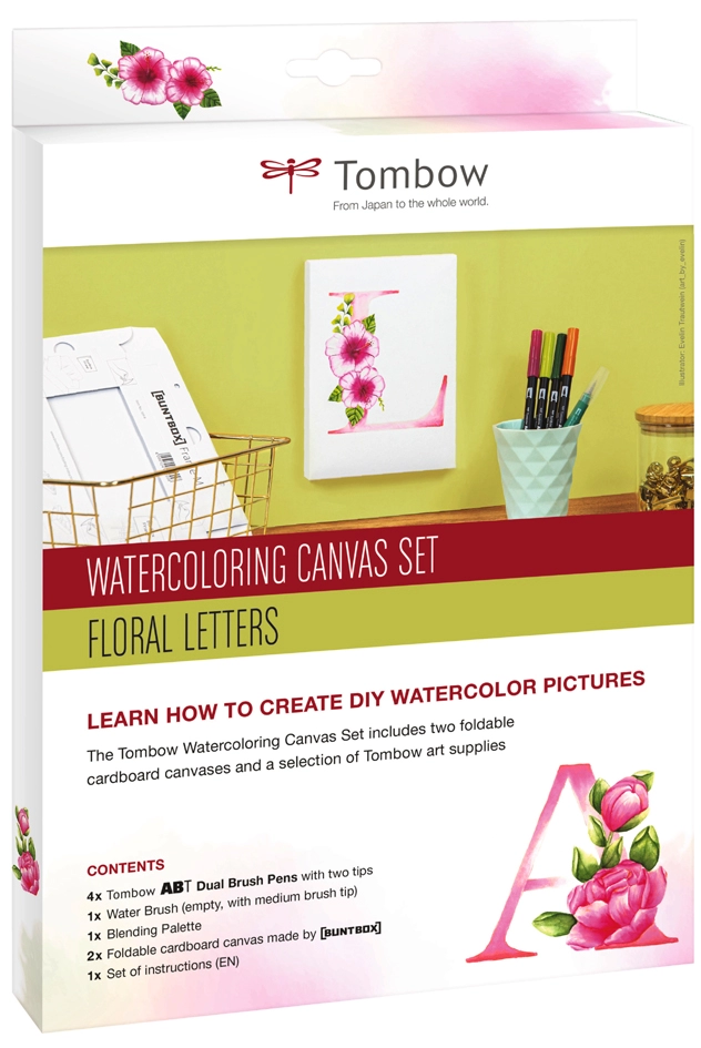 Een tombow watercoloring-leinwand-set 'florale letters' koop je bij NiceSupplies.nl