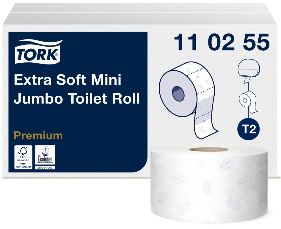 Een tork minirollen-toiletpapier jumbo 2-laags wit 170 m koop je bij NiceSupplies.nl