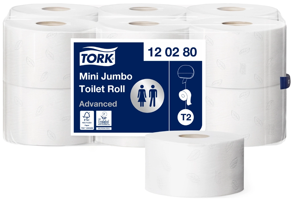 Een tork minirollen-toiletpapier jumbo 2-laags wit 170 m koop je bij NiceSupplies.nl