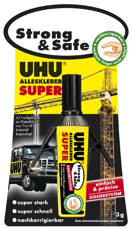 Een uhu alleslijm super strong en safe 7gr op blisterkaart koop je bij NiceSupplies.nl