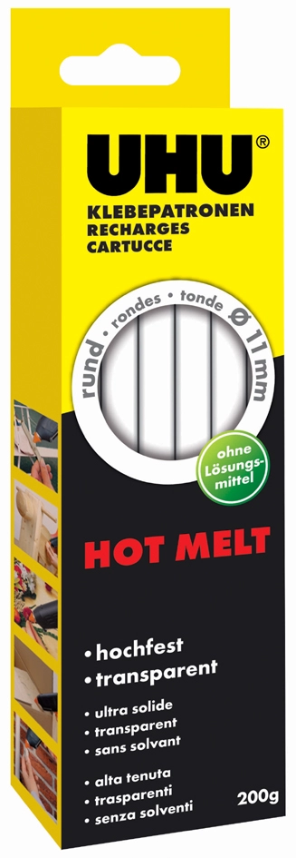 Een uhu heiss lijmpatroon hot melt 200gr transparant koop je bij NiceSupplies.nl