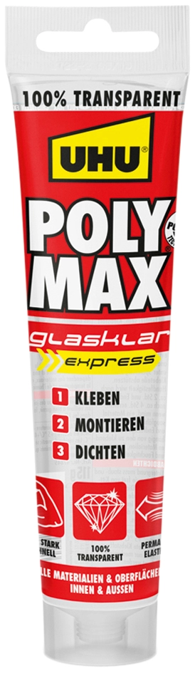 Een uhu montage lijm polymax express glashelder 115gr tube koop je bij NiceSupplies.nl