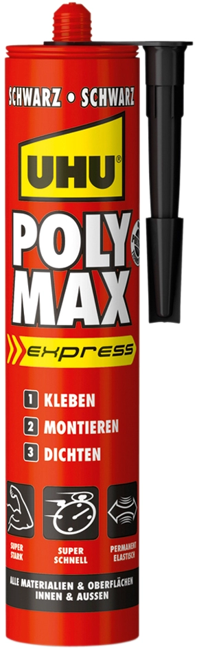 Een uhu montage lijm polymax express zwart 425gr cassette koop je bij NiceSupplies.nl