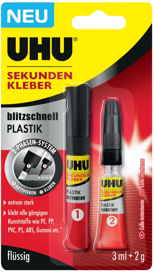 Een uhu secondelijm blitzsnel plastic 3 ml + 2 g koop je bij NiceSupplies.nl