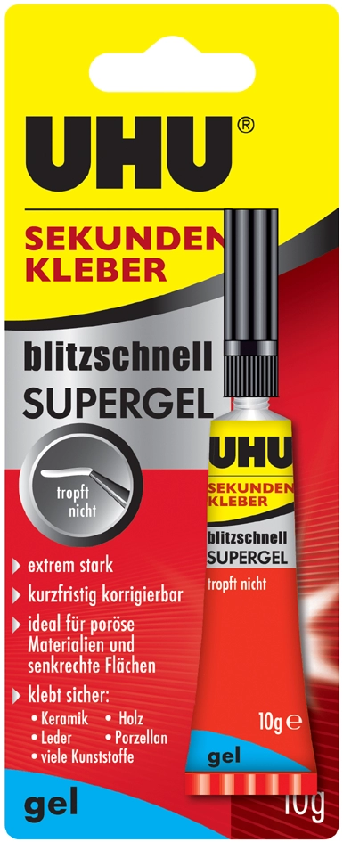 Een uhu secondelijm blitzsnel supergel 10gr in tube koop je bij NiceSupplies.nl