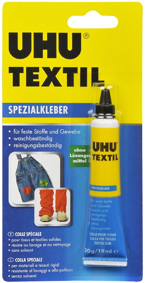 Een uhu speciaal lijm textiel oplosmiddelvrij 20gr in tube koop je bij NiceSupplies.nl