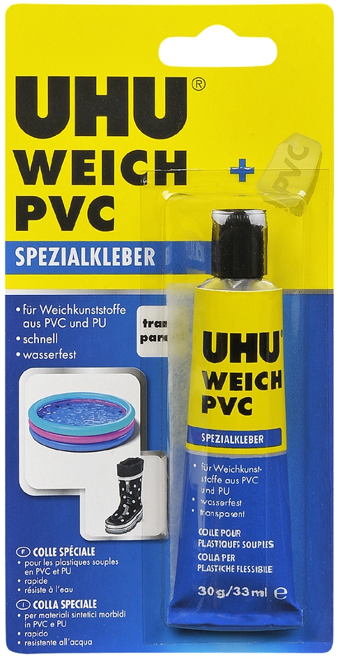 Een uhu speciaal lijm zacht pvc 30gr in tube koop je bij NiceSupplies.nl