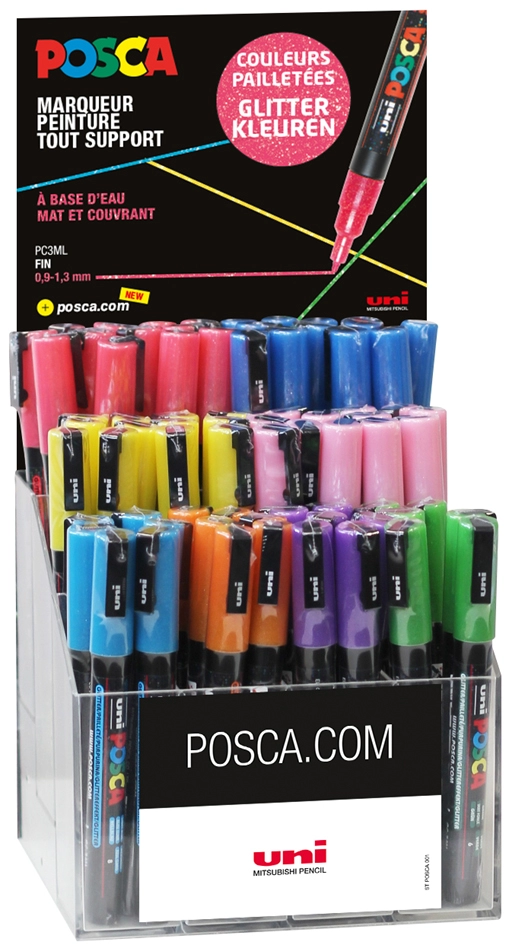 Een uni-bal pigmentmarker posca pc-3ml glitter 96 stuks display koop je bij NiceSupplies.nl