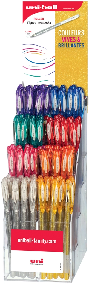 Een uni-ball gelpen signo glitter 120 stuks display koop je bij NiceSupplies.nl