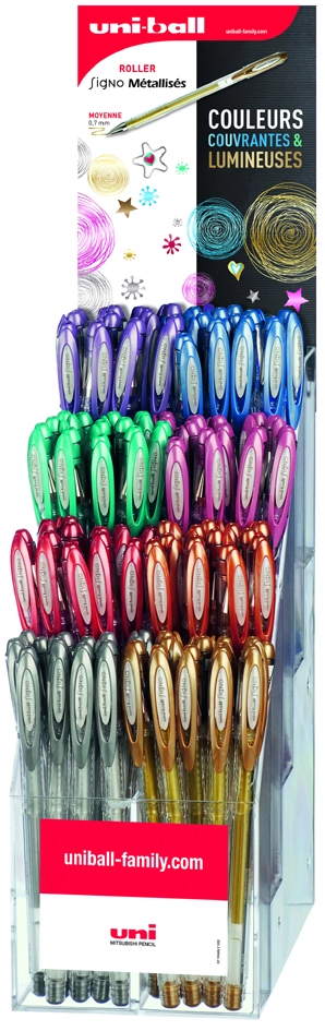 Een uni-ball gelpen signo metallic 120-er display koop je bij NiceSupplies.nl