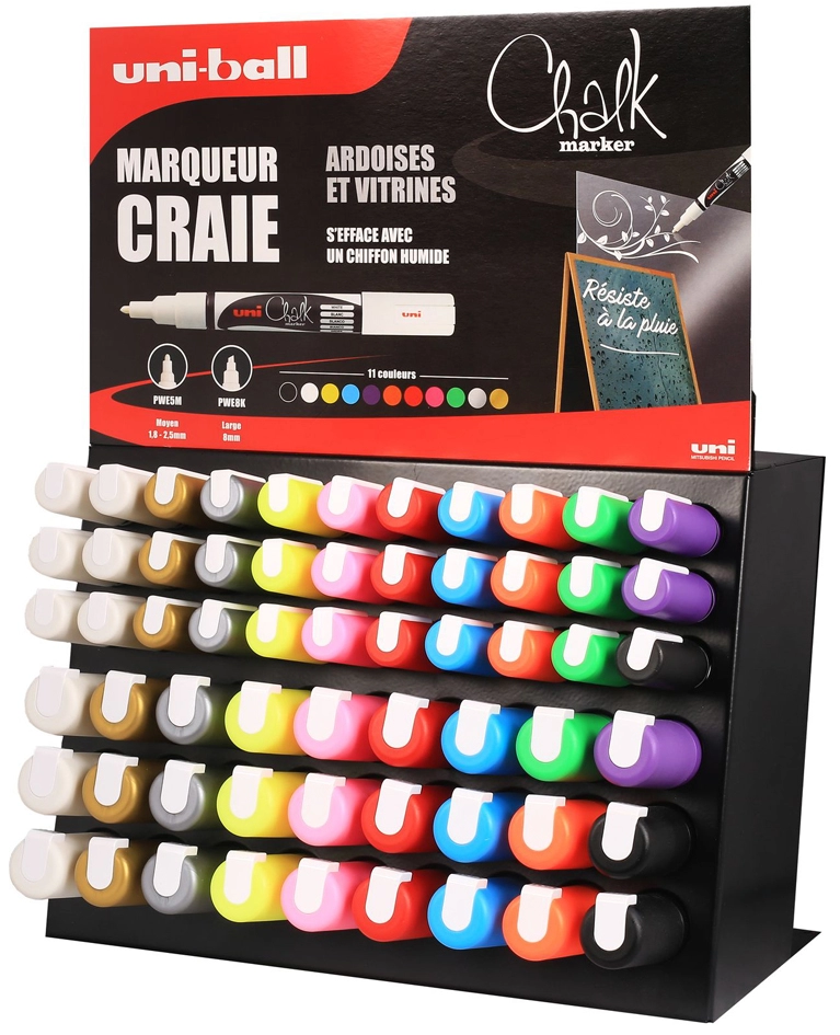 Een uni-ball krijtmarker chalk 63 stuks display koop je bij NiceSupplies.nl