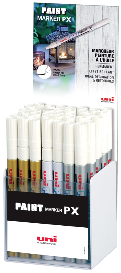 Een uni-ball permanent-marker paint px-203gsw-3d 36 stuks display koop je bij NiceSupplies.nl