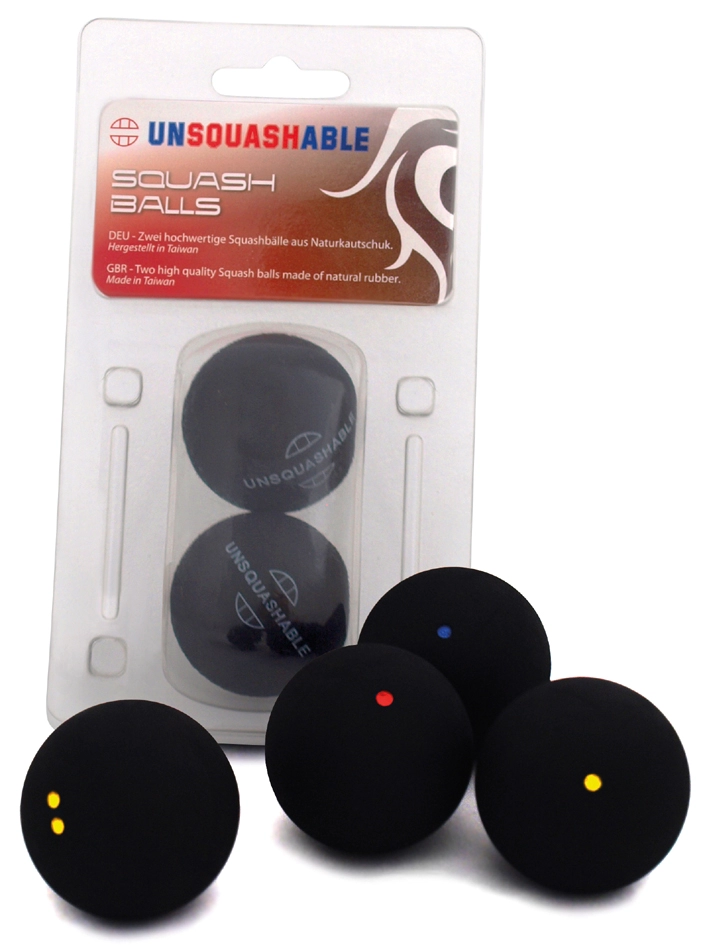 Een unsquashable squashbal zwart extra langzaam 2 stuks blister koop je bij NiceSupplies.nl