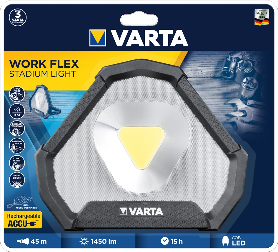 Een varta accu-werklamp work flex stadium light koop je bij NiceSupplies.nl