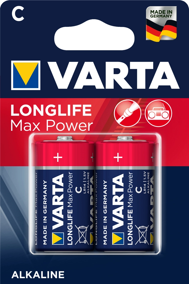 Een varta alkaline batterij longlife max power baby c-lr14 koop je bij NiceSupplies.nl