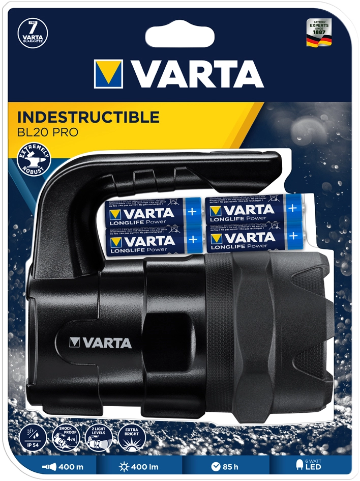 Een varta handschijnwerper indestructible bl20 pro inkl 6xaa koop je bij NiceSupplies.nl