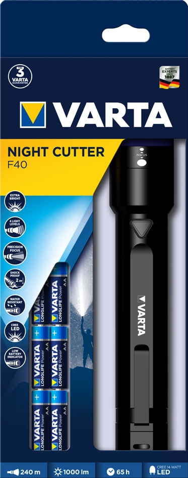 Een varta led-zaklamp 'night cutter' f40 inkl 6x aa koop je bij NiceSupplies.nl