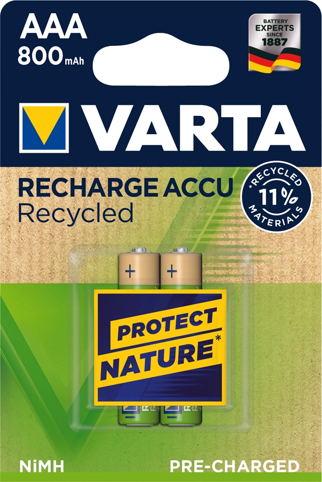 Een varta nimh accu oplaadbare batterij recycled micro aaa 800 mah koop je bij NiceSupplies.nl