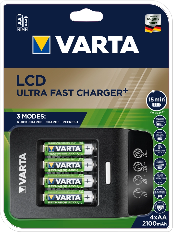 Een varta oplader lcd ultra fast charger+ inkl 4x mignon koop je bij NiceSupplies.nl