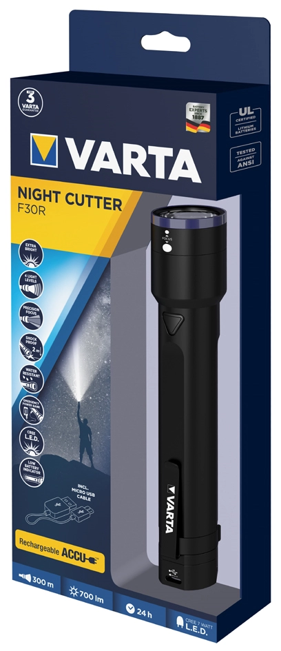 Een varta premium-zaklamp night cutter f30r koop je bij NiceSupplies.nl