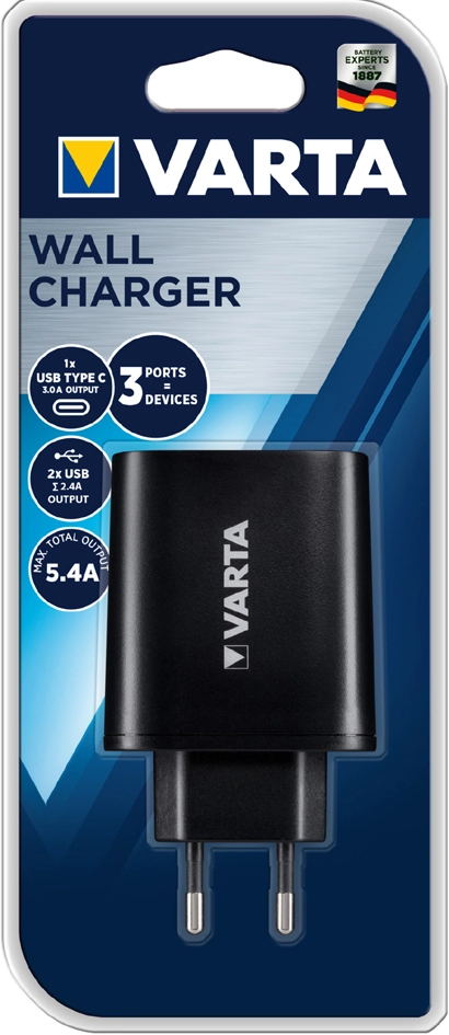 Een varta usb-adapterstekker wall charger zwart koop je bij NiceSupplies.nl