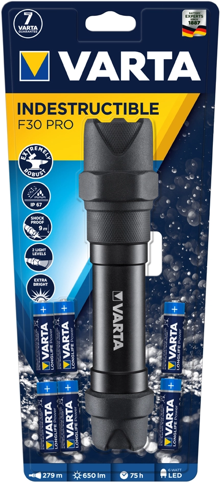 Een varta zaklamp indestructible f30 pro inkl 6x aa koop je bij NiceSupplies.nl