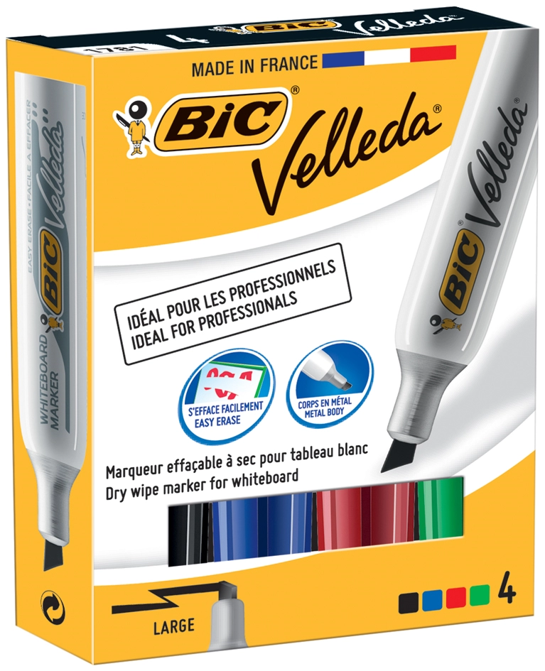 Een viltstift bic 1781 whiteboard schuin assorti 3-6mm set 4st koop je bij NiceSupplies.nl