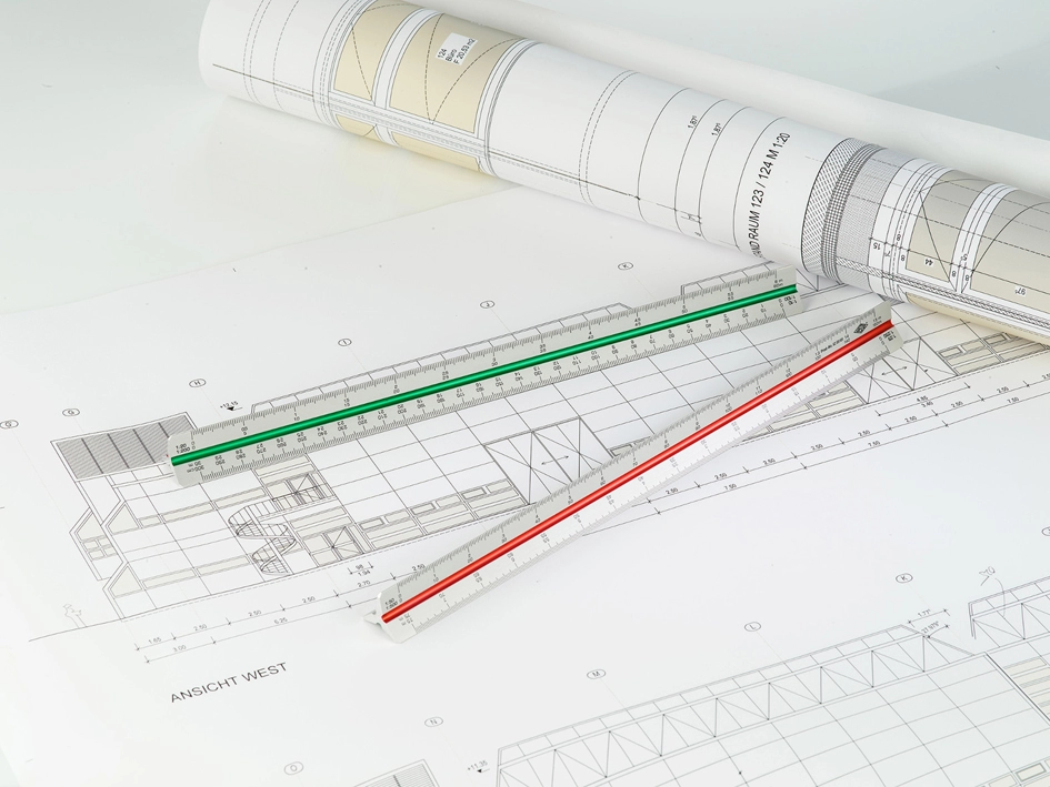 Een wedo driehoek-schaalstok architekt van aluminium zilver koop je bij NiceSupplies.nl