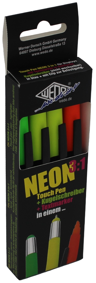 Een wedo eingabestift 3-in-1 neon 4 stuks etui koop je bij NiceSupplies.nl