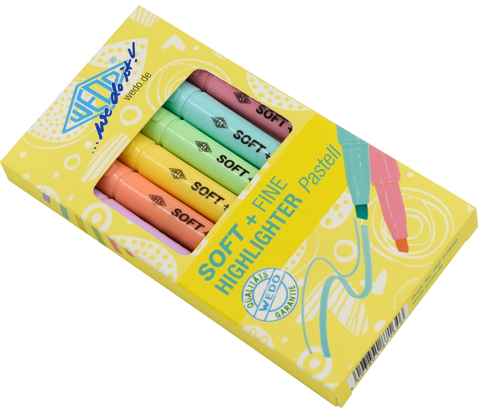 Een wedo tekstmarker soft + fine highlighter pastel 6 stuks etui koop je bij NiceSupplies.nl