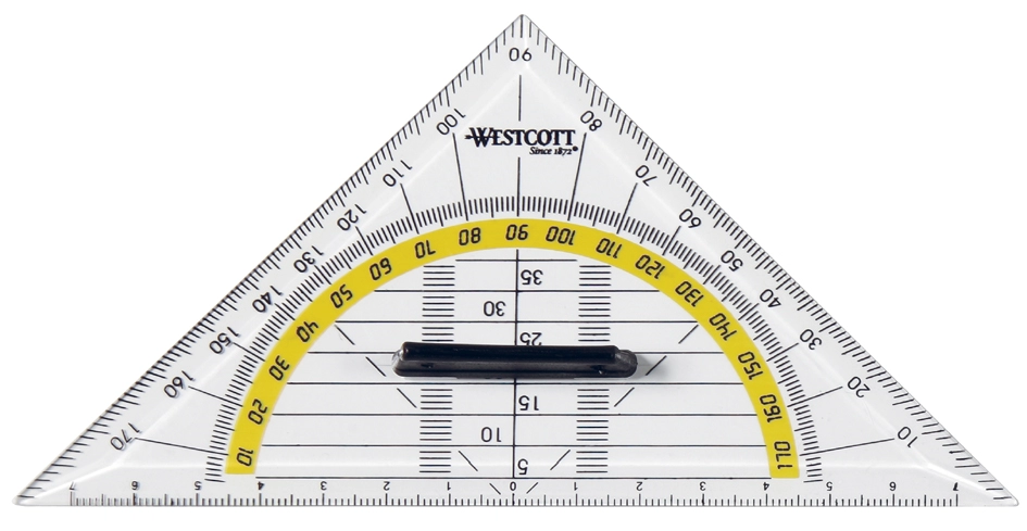 Een westcott geodriehoek hypotenusa 140mm met grip koop je bij NiceSupplies.nl