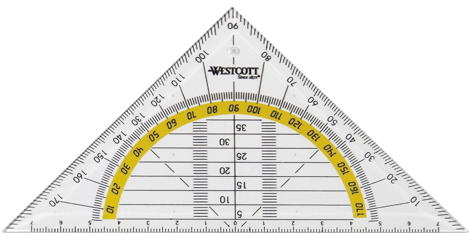 Een westcott geodriehoek hypotenusa 140mm transparant koop je bij NiceSupplies.nl