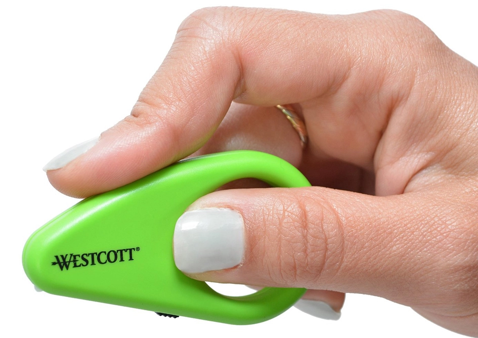 Een westcott mini-cutter kartonopener met keramiekklinge groen koop je bij NiceSupplies.nl