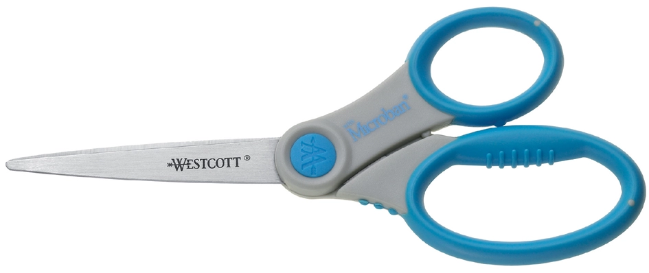 Een westcott schaar microban softgrip lengte 210mm grijs-blauw koop je bij NiceSupplies.nl