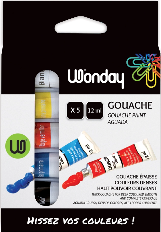 Een wonday gouacheverf 12 ml gekleurd assorti 12 stuks etui koop je bij NiceSupplies.nl